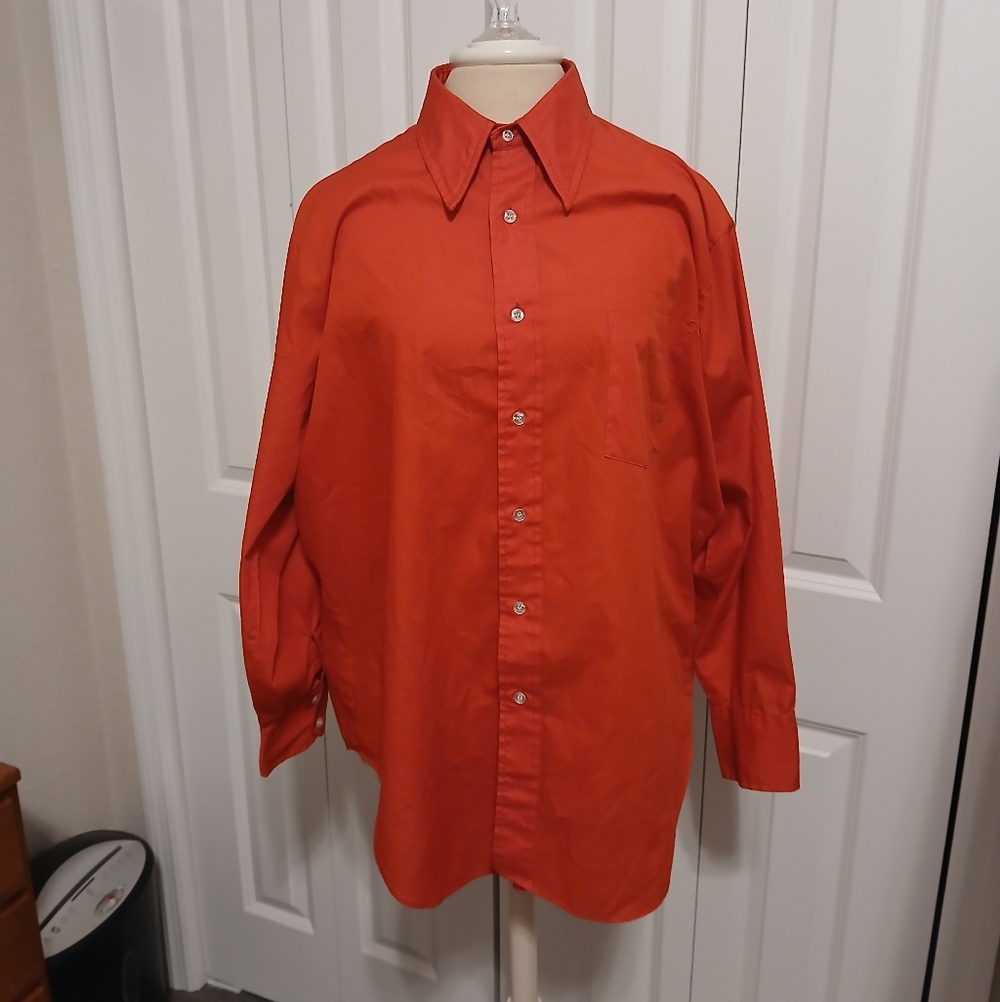 VINTAGE 70s Mens Kent Collection By Arrow Decton Perma Iron Shirt 16 1/2 33